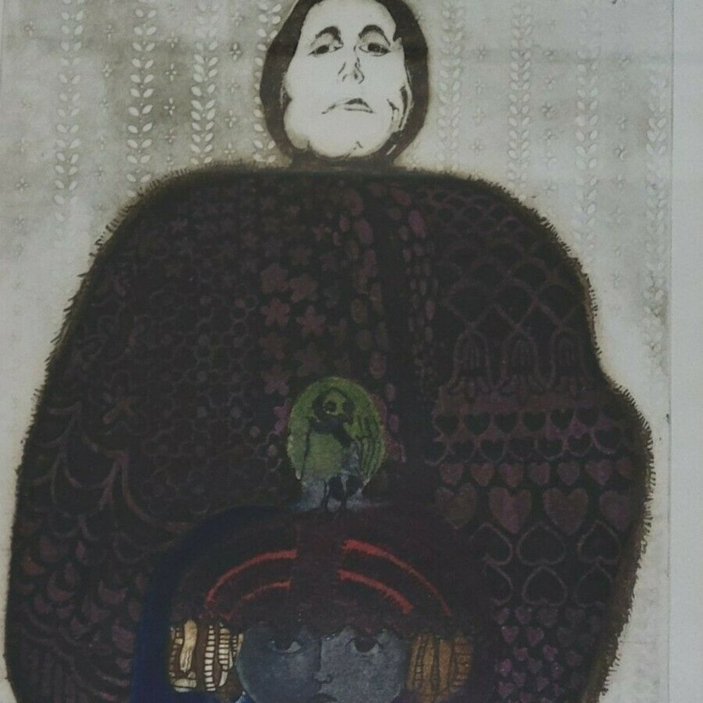 Framed Leticia Tarrago Folk-Art Original "Grandmother Image III" Signed - 83/300